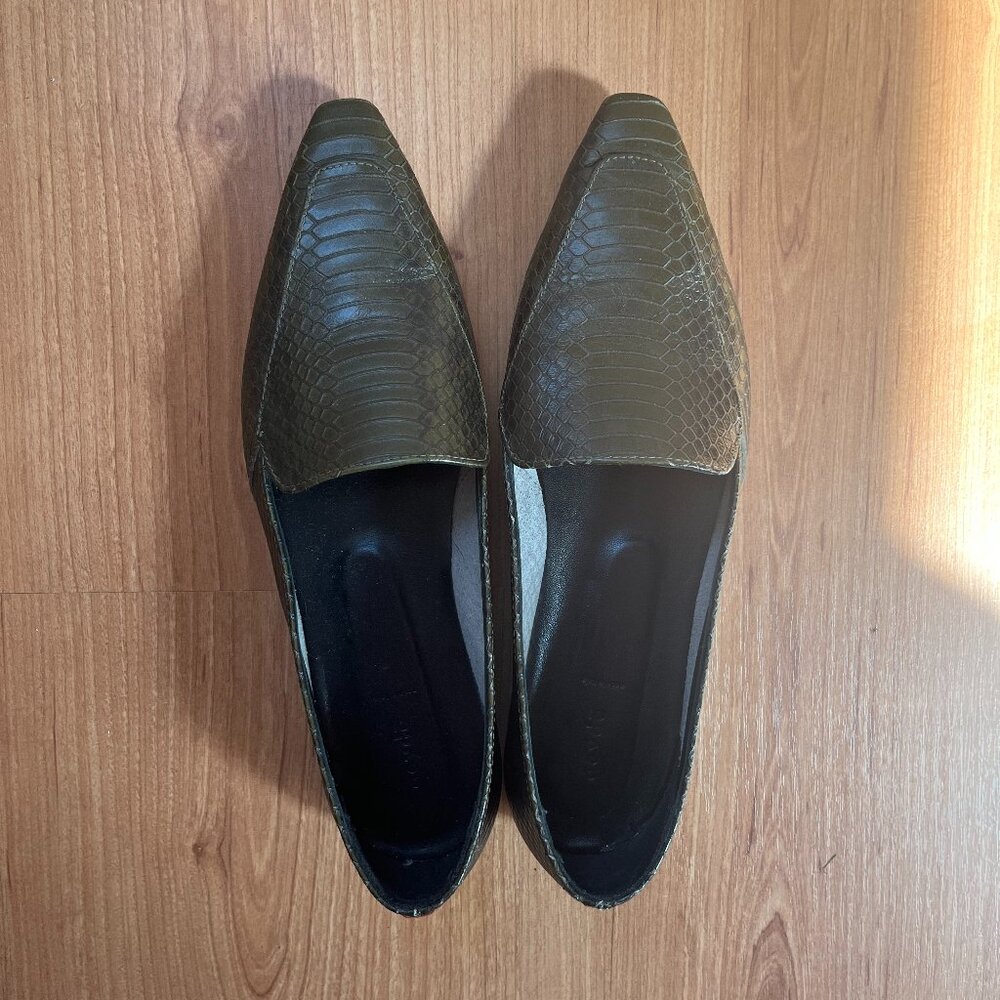 Aeyde Olive Croc-Embossed Loafers